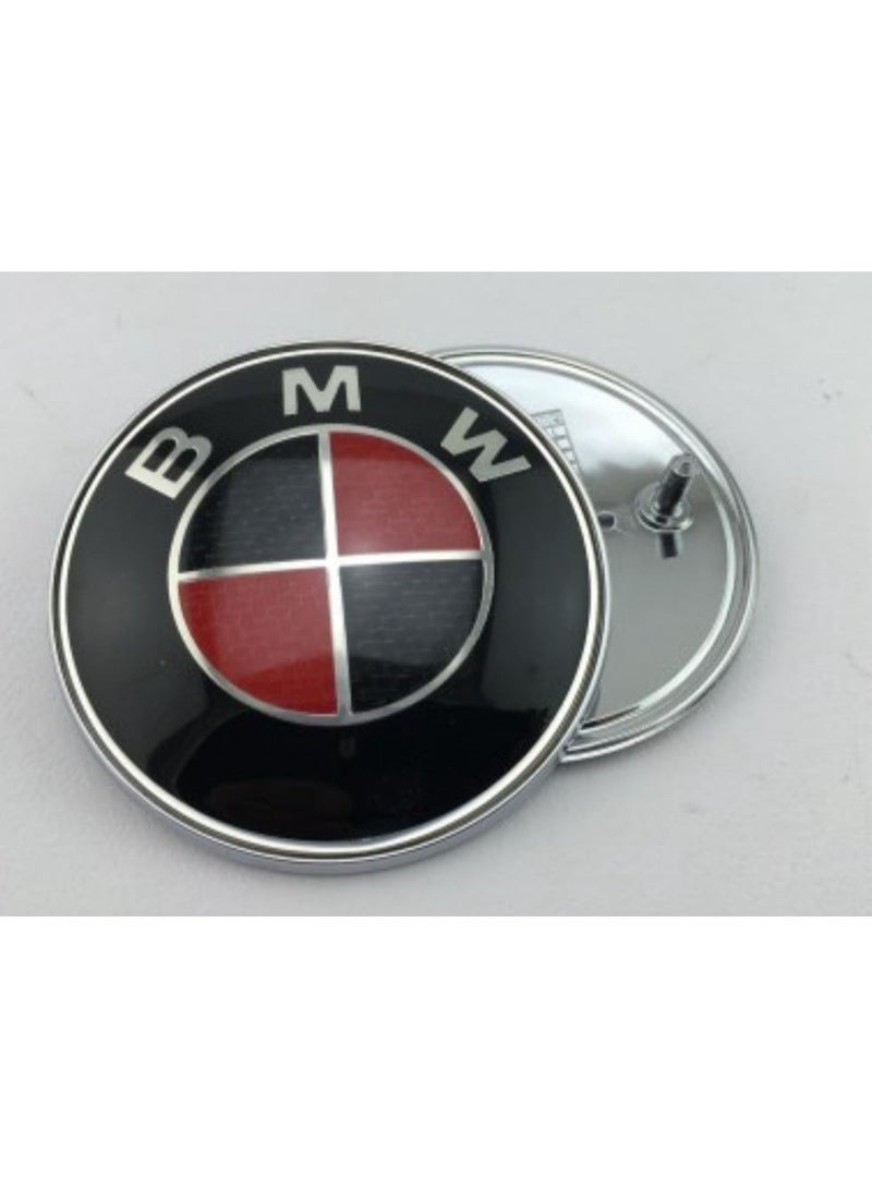 بي إم دبليو علامة شعار أمامي من قطعة واحدة من بي إم دبليو 82 مم - أسود وأحمر - Image 3